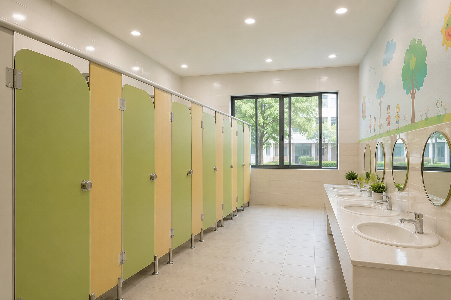 Vách ngăn vệ sinh trường học bền đẹp, chống nước 100%| Thi công trọn gói