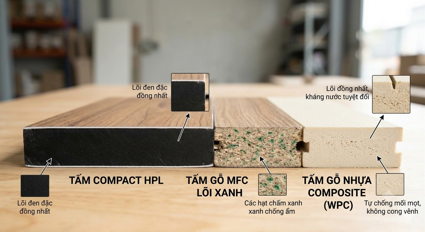 Tấm compact HPL phù hợp để làm vách ngăn vệ sinh hơn gỗ công nghiệp. Compact HPL có phần lõi đặc, chống nước 100% và độ bền cao, gỗ công nghiệp tuy có giá thành rẻ nhưng tuổi thọ và còn nhiều hạn chế. Nội dung này JATO sẽ cùng bạn phân biệt tấm compact HPL và gỗ công nghiệp, giúp bạn dễ dàng hơn trong việc lựa chọn vật liệu thi công vách ngăn vệ sinh phù hợp.