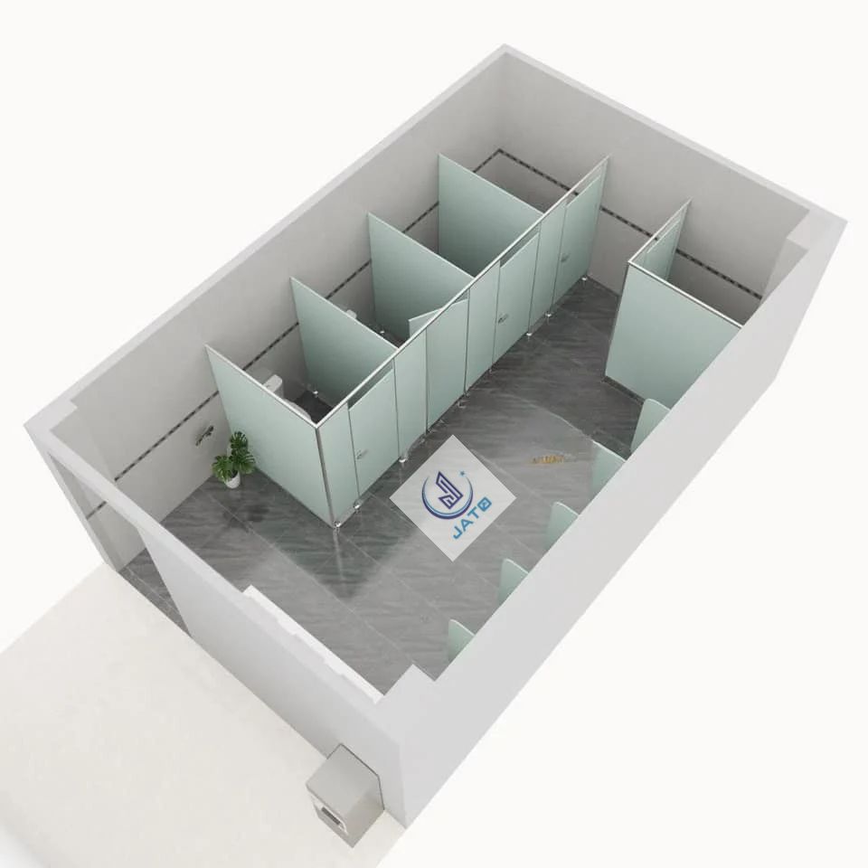 Bản vẽ 3D vách ngăn vệ sinh cho văn phòng